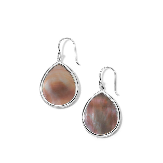 Small Teardrop Earrings in Brown Shell