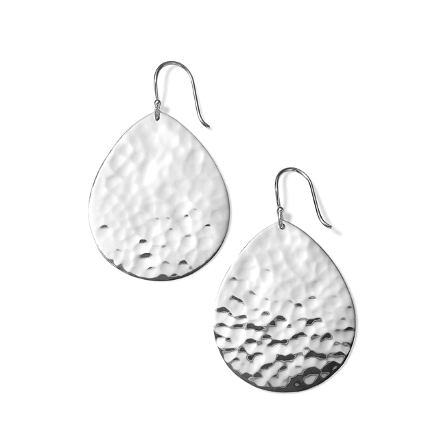 SS Classico Crinkle Medium Teardop Earrings