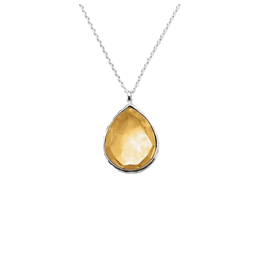 'Rock Candy' Large Teardrop Honey Citrine Pendant Necklace