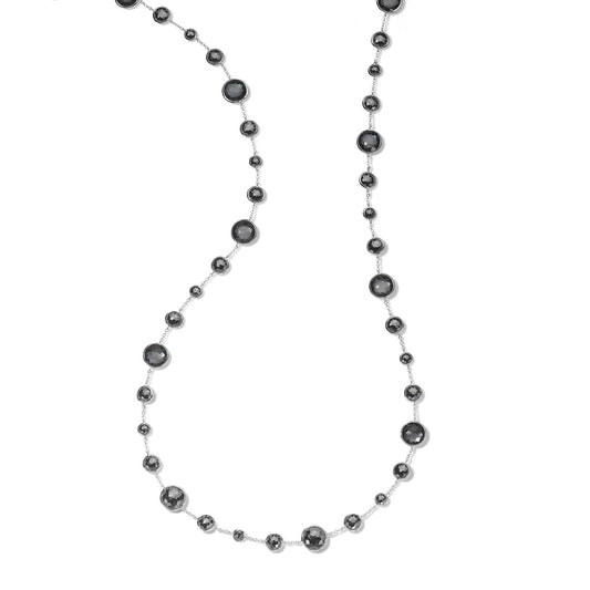 Lollipop Lollitini Long Necklace in Hematite and Rock Crystal