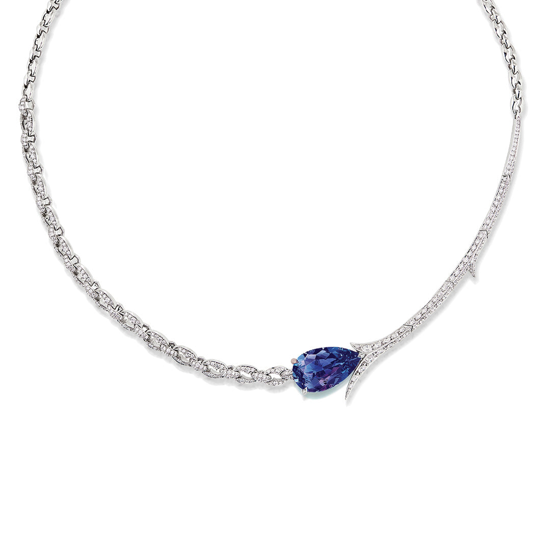 Thorn Embrace Pave Diamond Tear Drop Necklace