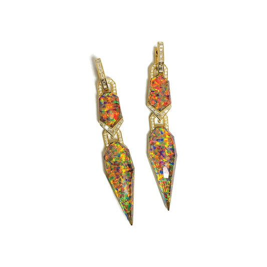 Convertible "Threesome" Fire Opalescent Earrings