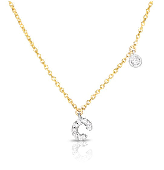 C Initial Necklace with Bezel Set Diamond