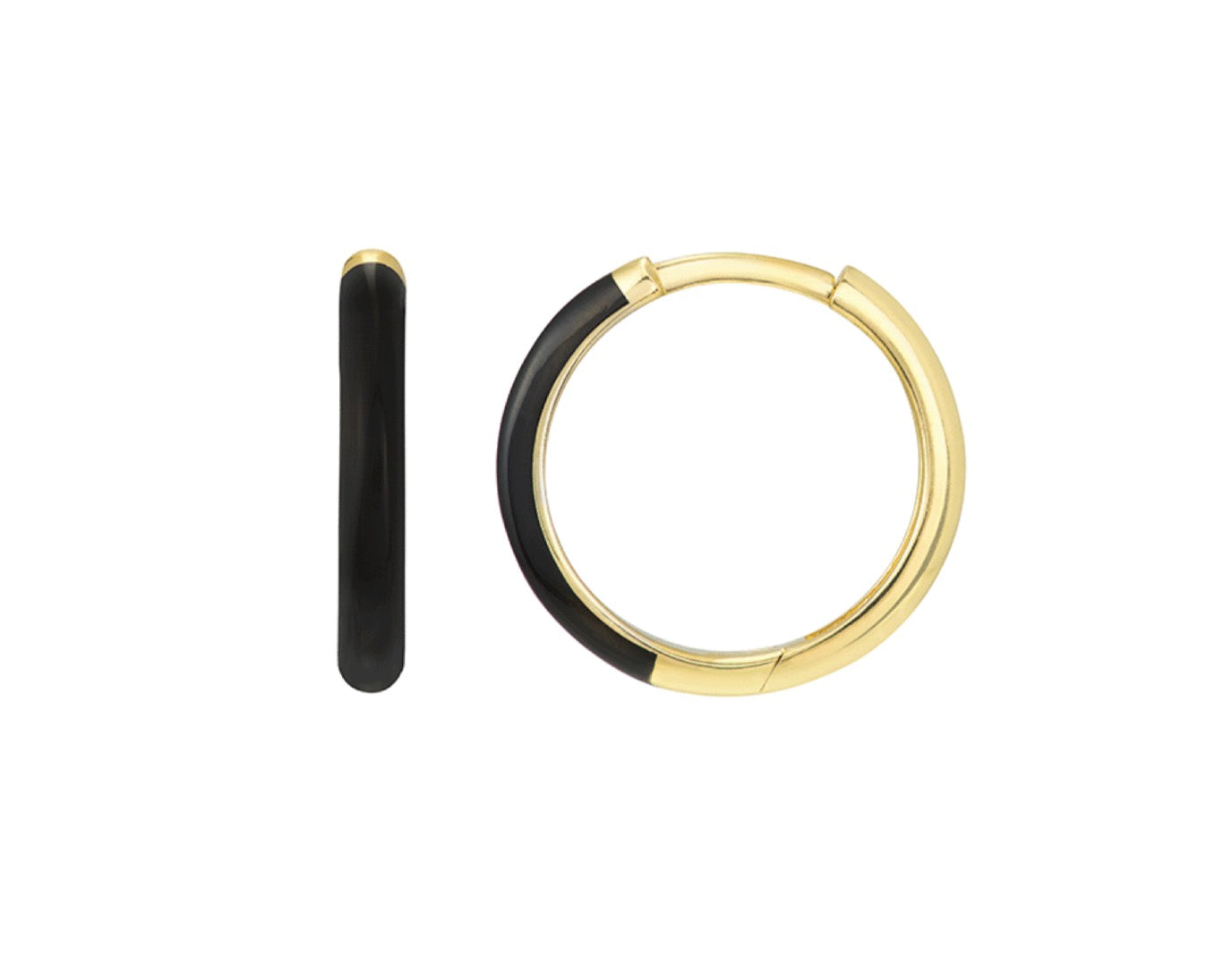 Black Enamel Hoop Earrings