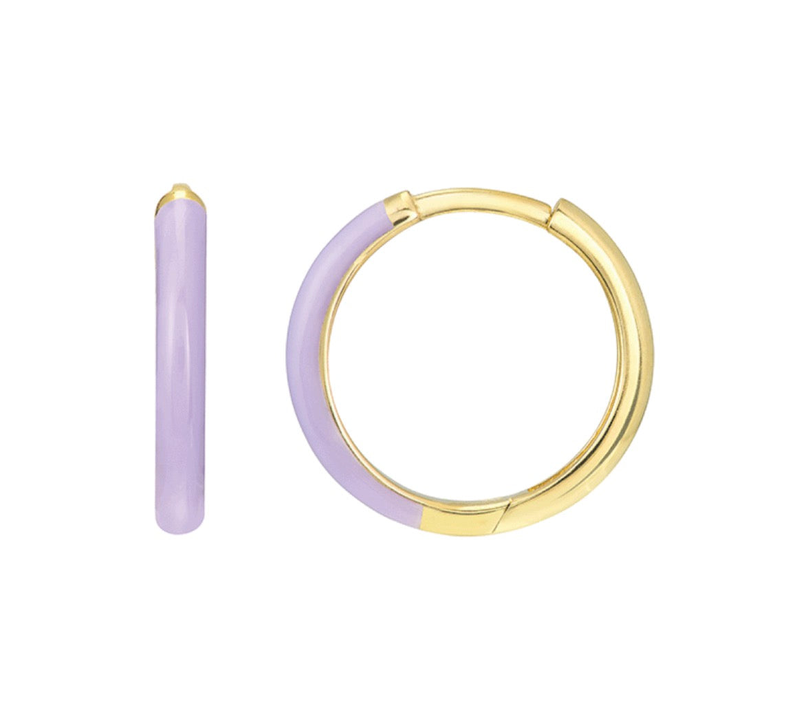 Lilac Enamel Hoop Earrings