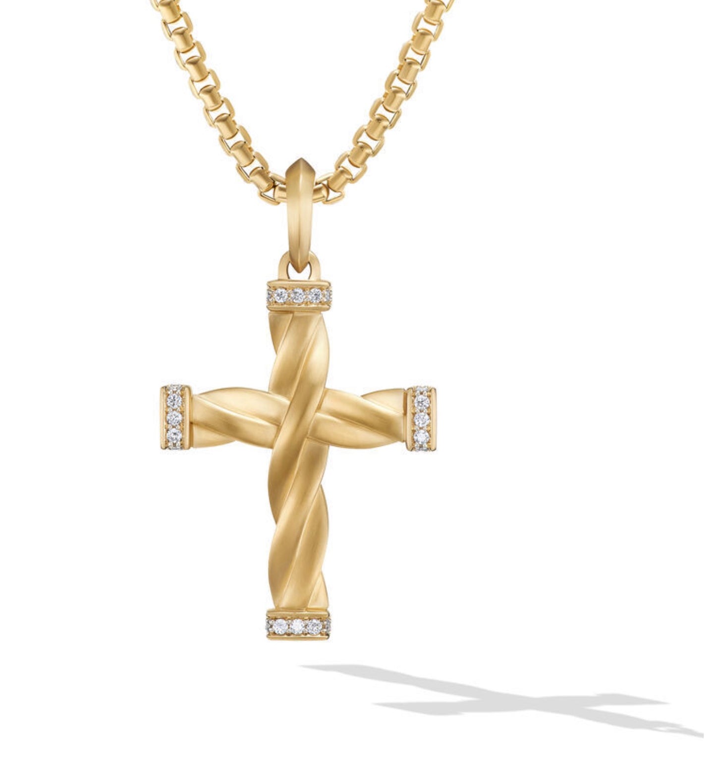 DY Helios Cross Pendant in 18K Yellow Gold with Pavé Diamonds