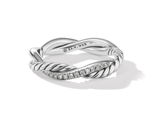 Petite Infinity Twisted Ring with Pavé Diamonds