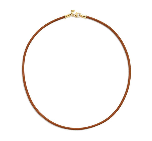 Natural Leather Cord with 18k Yellow Gold Clasp