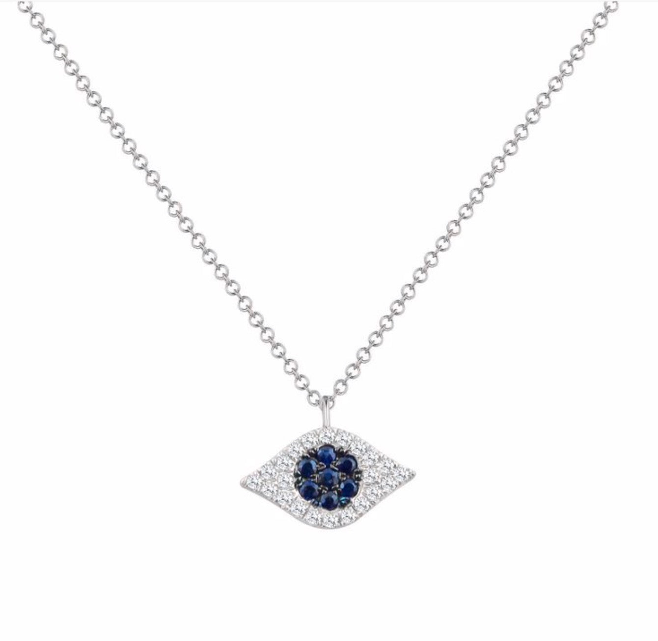 Evil Eye Necklace with Diamonds and Sapphires