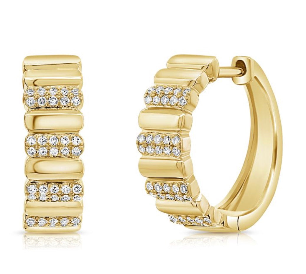 Diamond Huggie Hoop Earrings