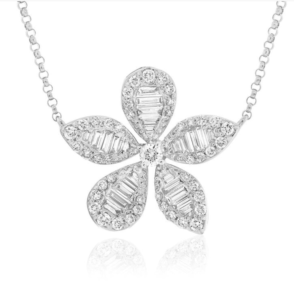 Diamond Butterfly Necklace in White Gold