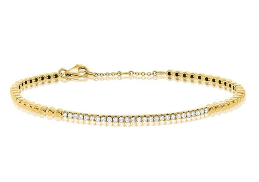 Curved Diamond Bar and Beaded Chain Bracelet