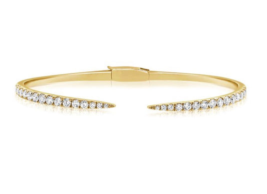 Diamond Open Cuff Bracelet with Pointed Ends