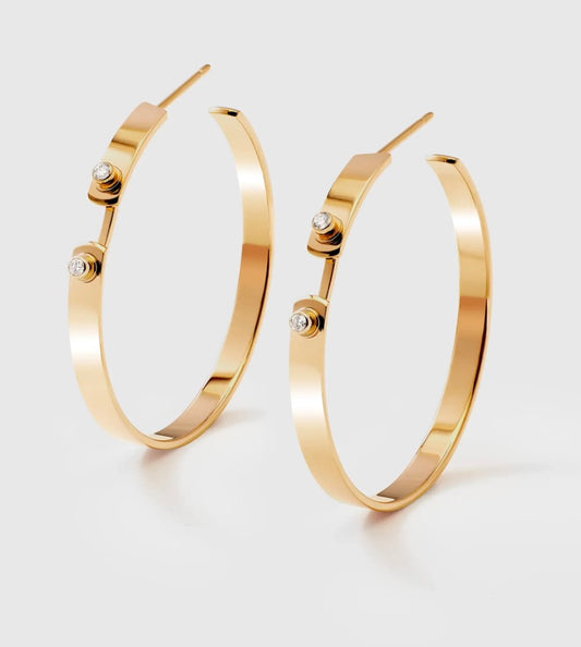 Eternity Tuxedo Mood Hoop Earrings with Diamonds