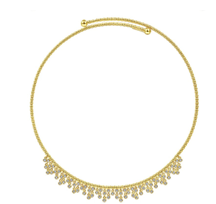 Diamond Clusters Beaded Choker Necklace