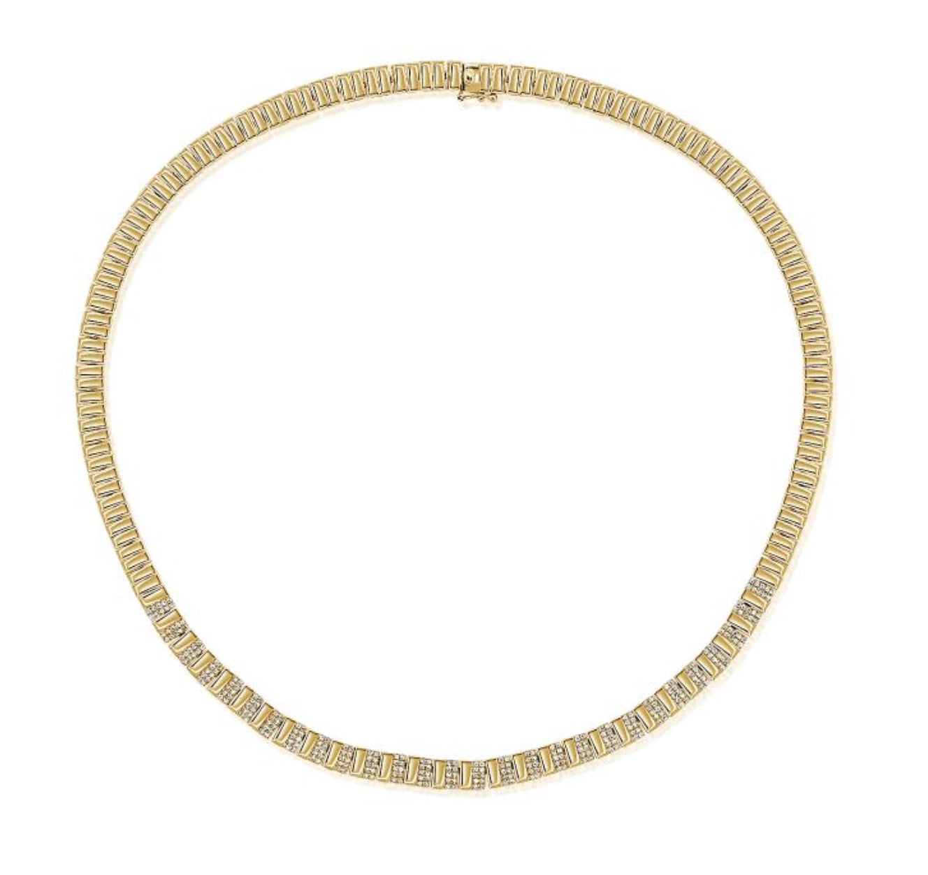 Diamond Necklace with Alternating Pave and Solid Bars