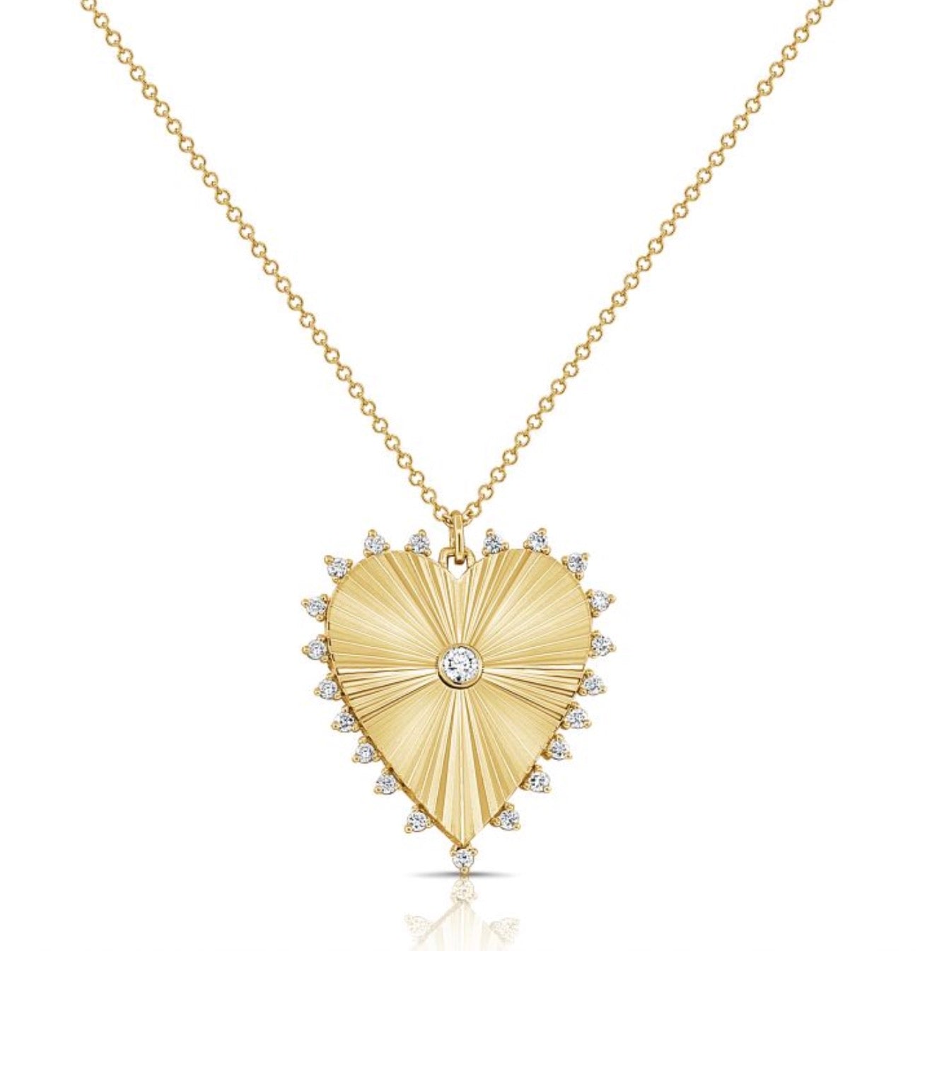 Diamond Heart Fluted Necklace