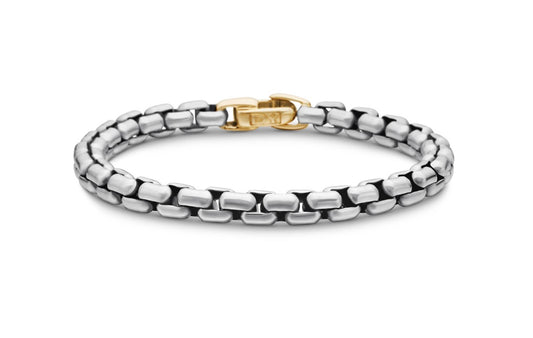 DY Bel Aire Box Chain Bracelet in Sterling Silver with 14K Yellow Gold, 6mm