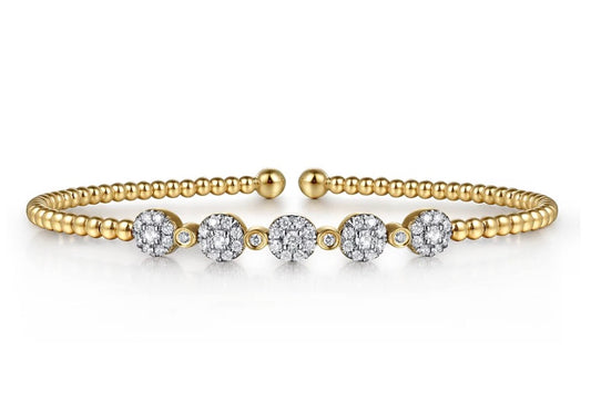 Beaded Diamond Bangle Bracelet with Milgrain Diamonds