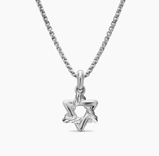 Star of David Pendant Necklace in Sterling Silver, 9.6mm