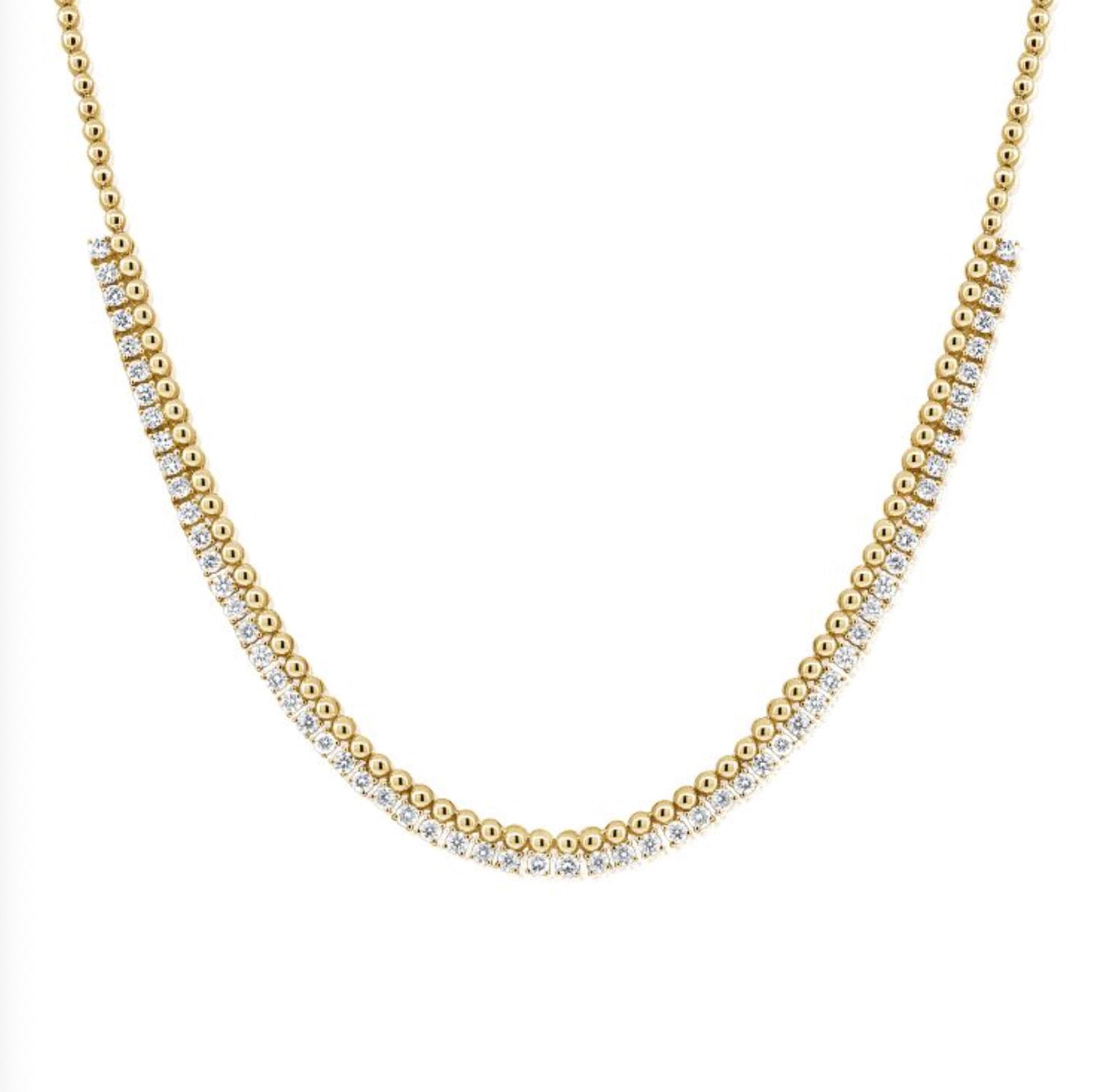 Diamond Necklace with Beaded Chain