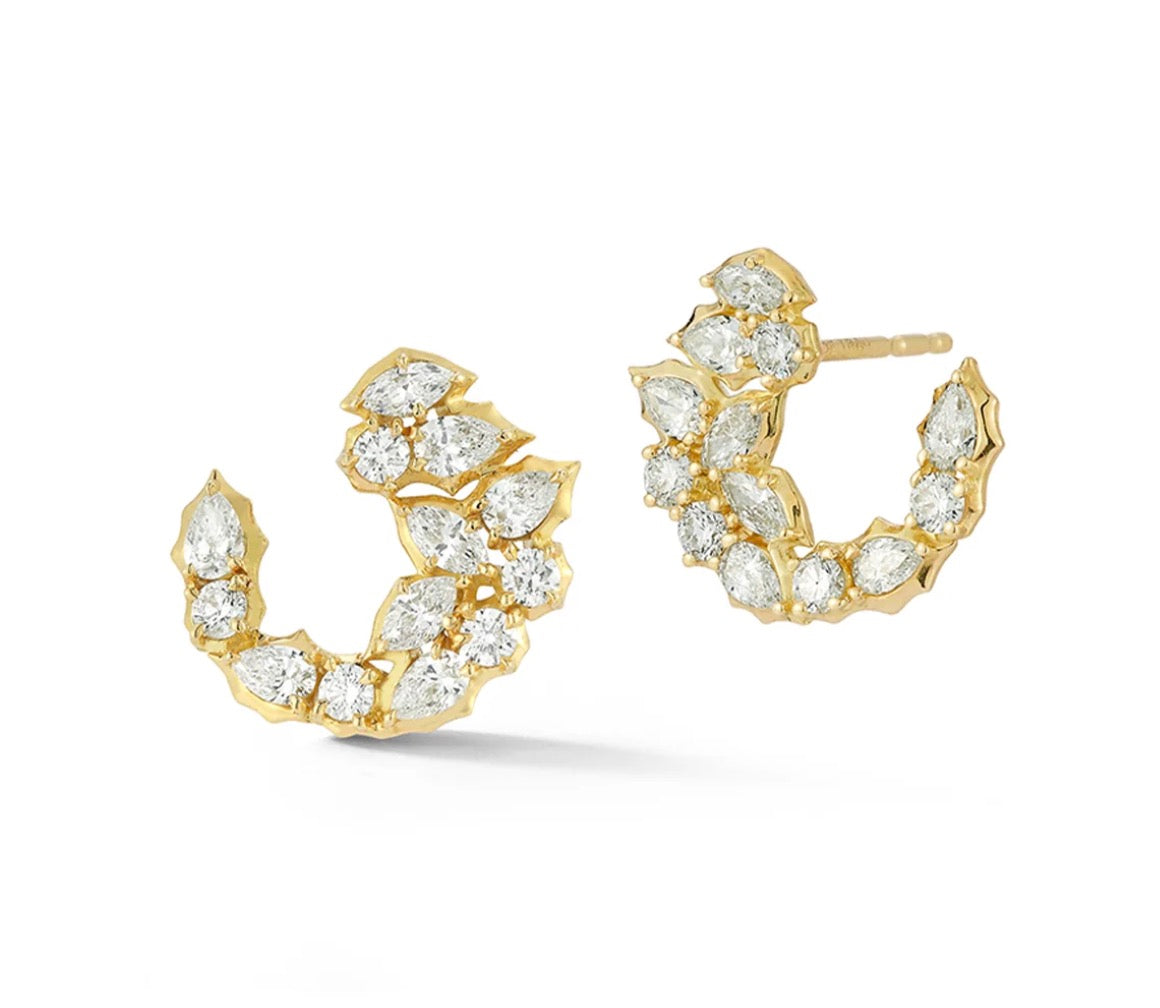 Round and Pear Shaped Diamond Hoop Earrings