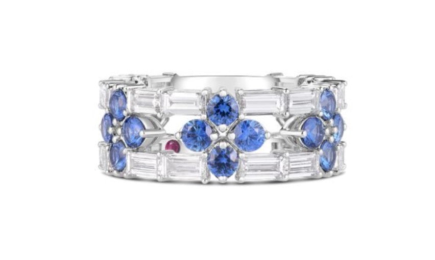 'Love in Verona' Diamond and Blue Sapphire Open Frame Ring