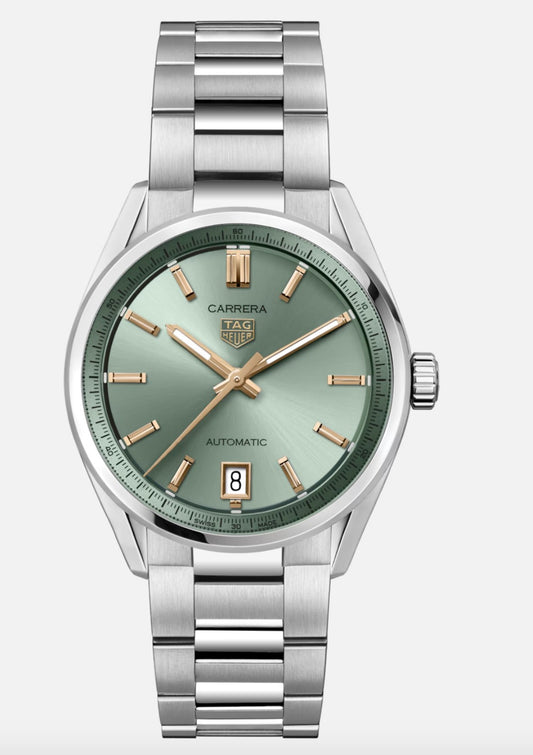 TAG HEUER STNLS 36MM CARRERA DATE AUTOMATIC WATCH WITH PASTE...