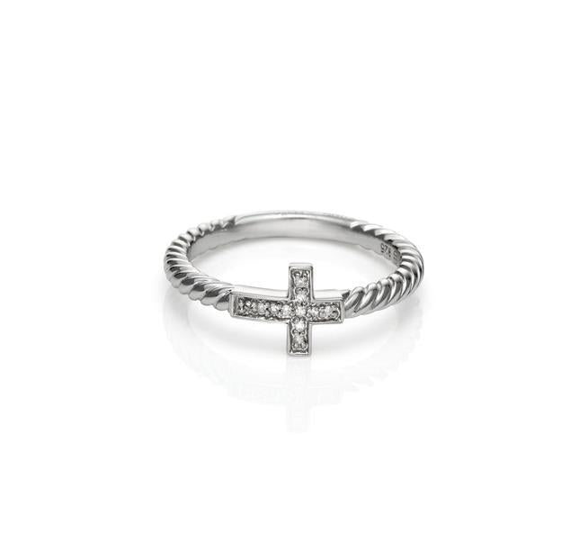 Diamond Cross Ring in Sterling Silver