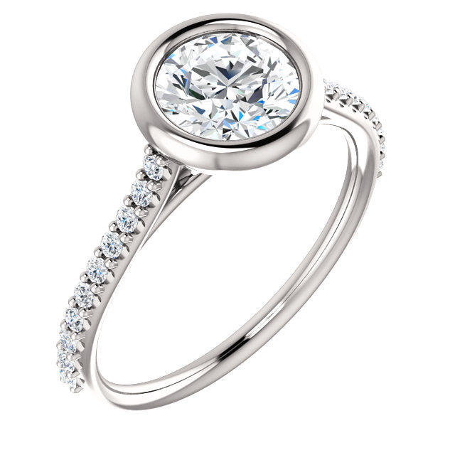 Round Bezel Set Center with Side Diamonds