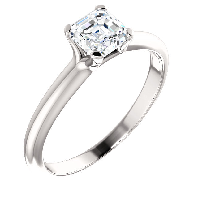 Solitaire Setting for Asscher Cut Diamond