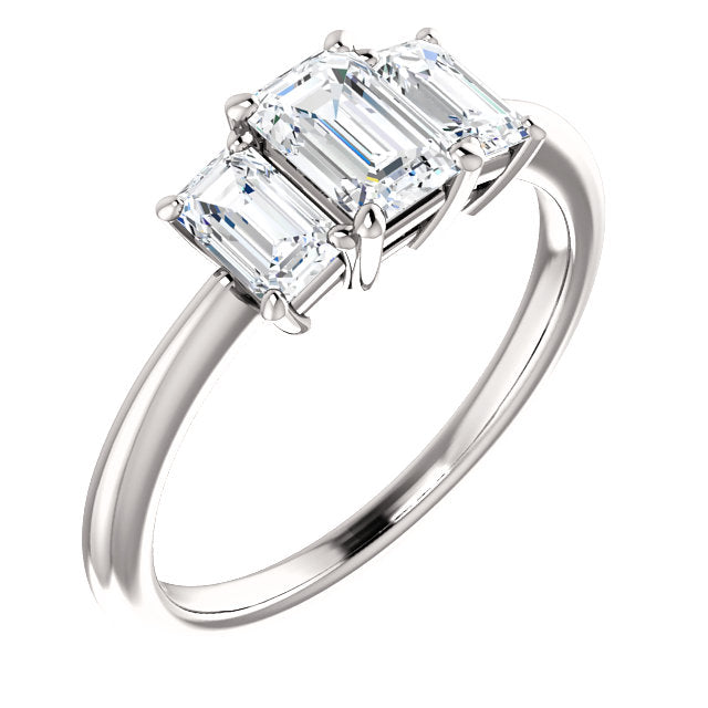 Three Stone Emerald Cut Setting