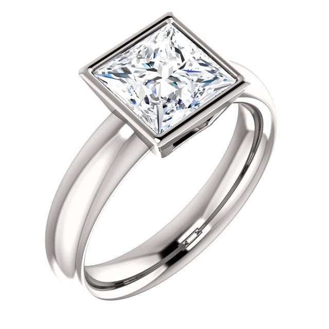 Bezel Set Princess Cut Solitaire Setting