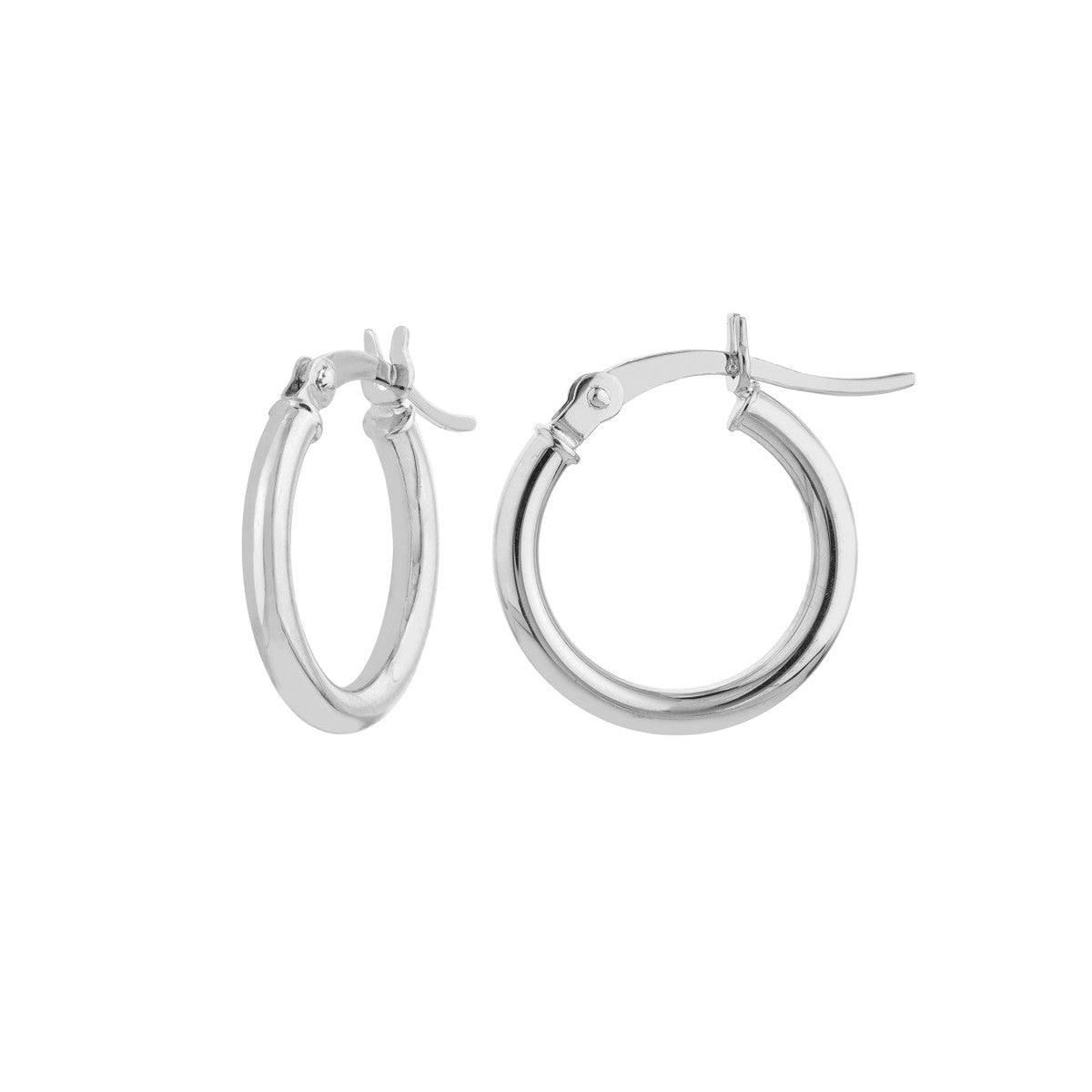 15mm Hoop Earrings in White Gold