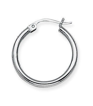 20mm Lightweight Hoop Earrings in White Gold