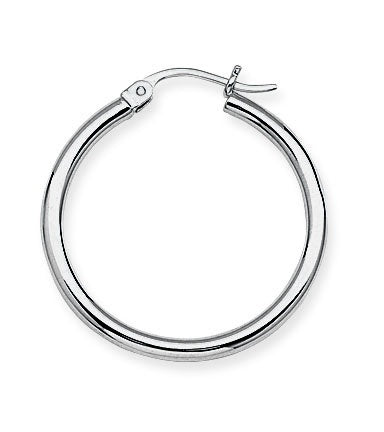 35mm Lightweight Hoop Earrings in White Gold