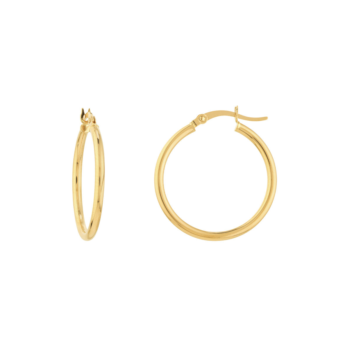 25mm Lightweight Hoop Earrings in Yellow Gold