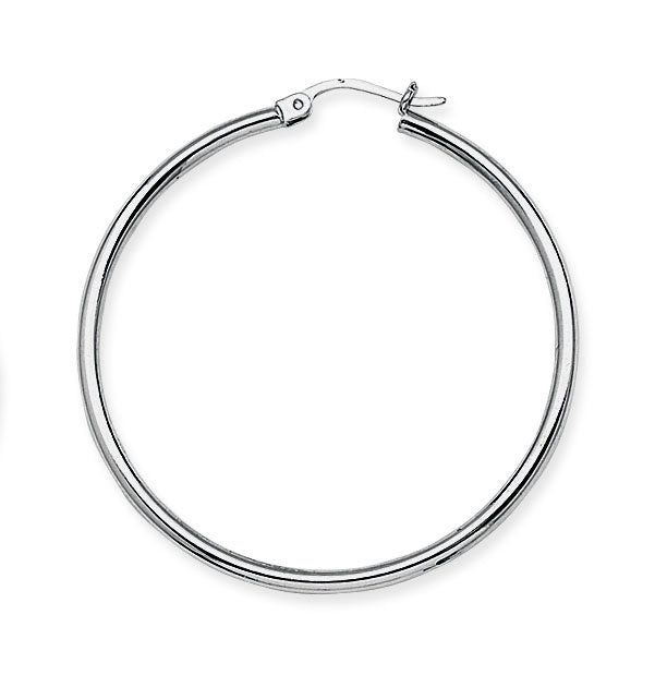 40mm Lightweight Hoop Earrings in White Gold