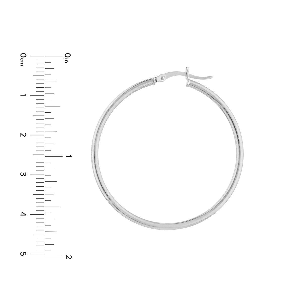 40mm Lightweight Hoop Earrings in White Gold