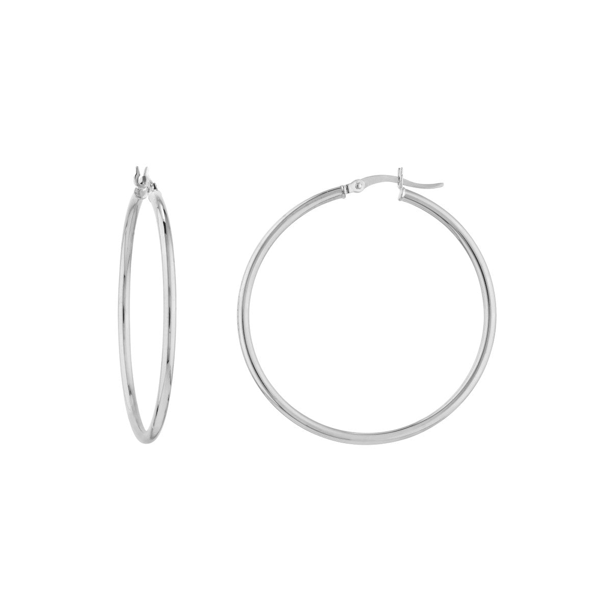 40mm Lightweight Hoop Earrings in White Gold