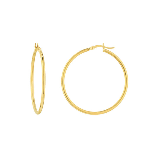 40mm Lightweight Hoop Earrings in Yellow Gold