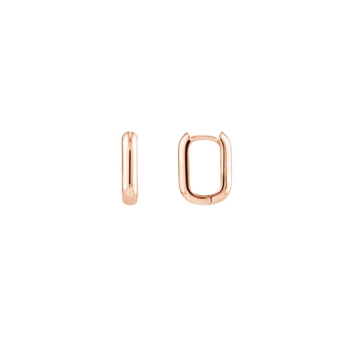 Small Oblong Hoop Earrings in Rose Gold