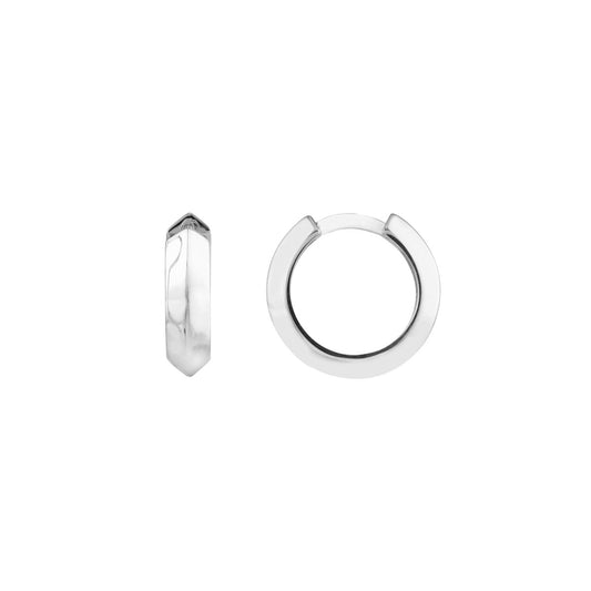 Knife Edge Polished Hoop Earrings in White Gold