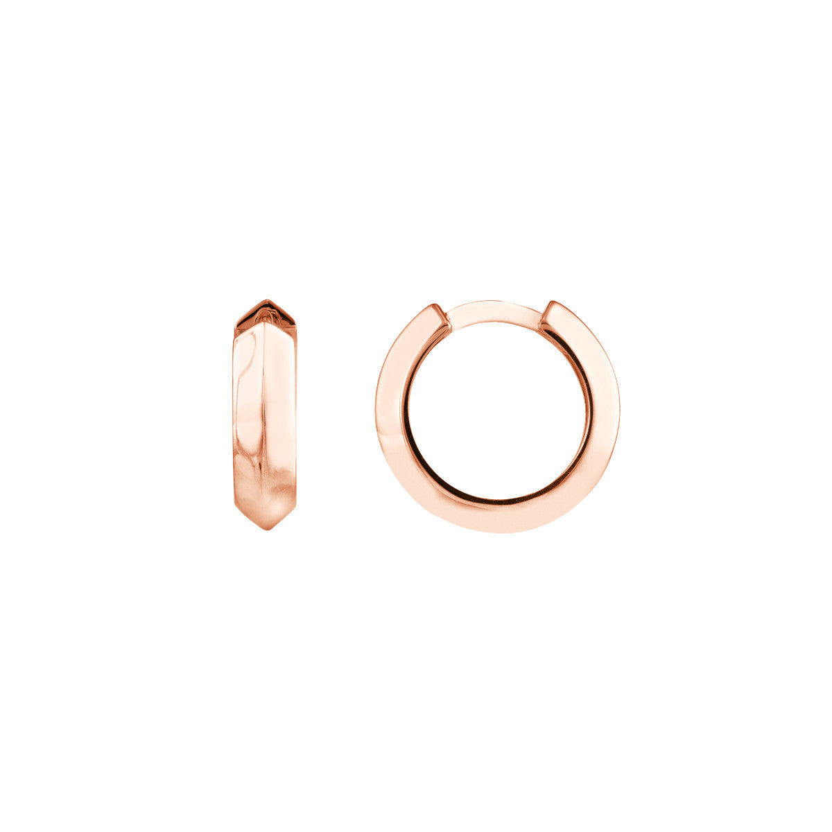 Knife Edge Polished Hoop Earrings in Rose Gold