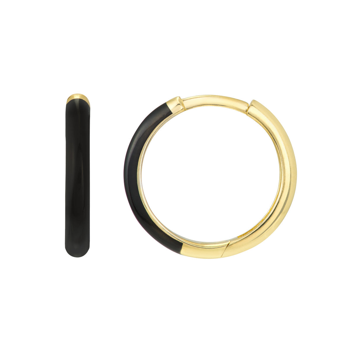 Black Enamel Hoop Earrings