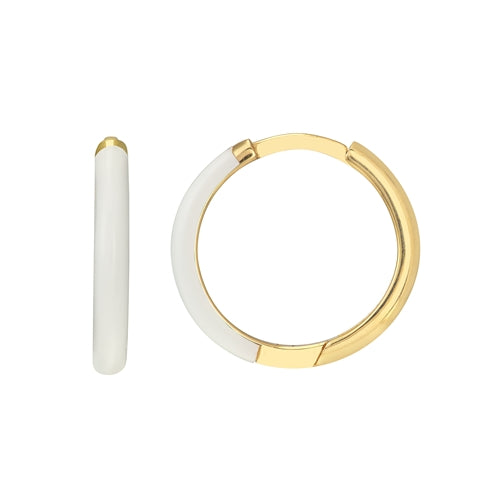 White Enamel Hoop Earrings