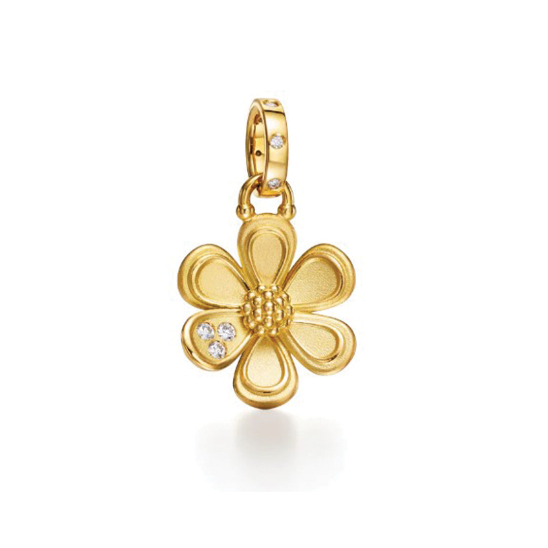 Golden Flower Pendant with Diamonds