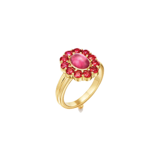 Color Theory Ring with Hot Pink Tourmaline and Ruby