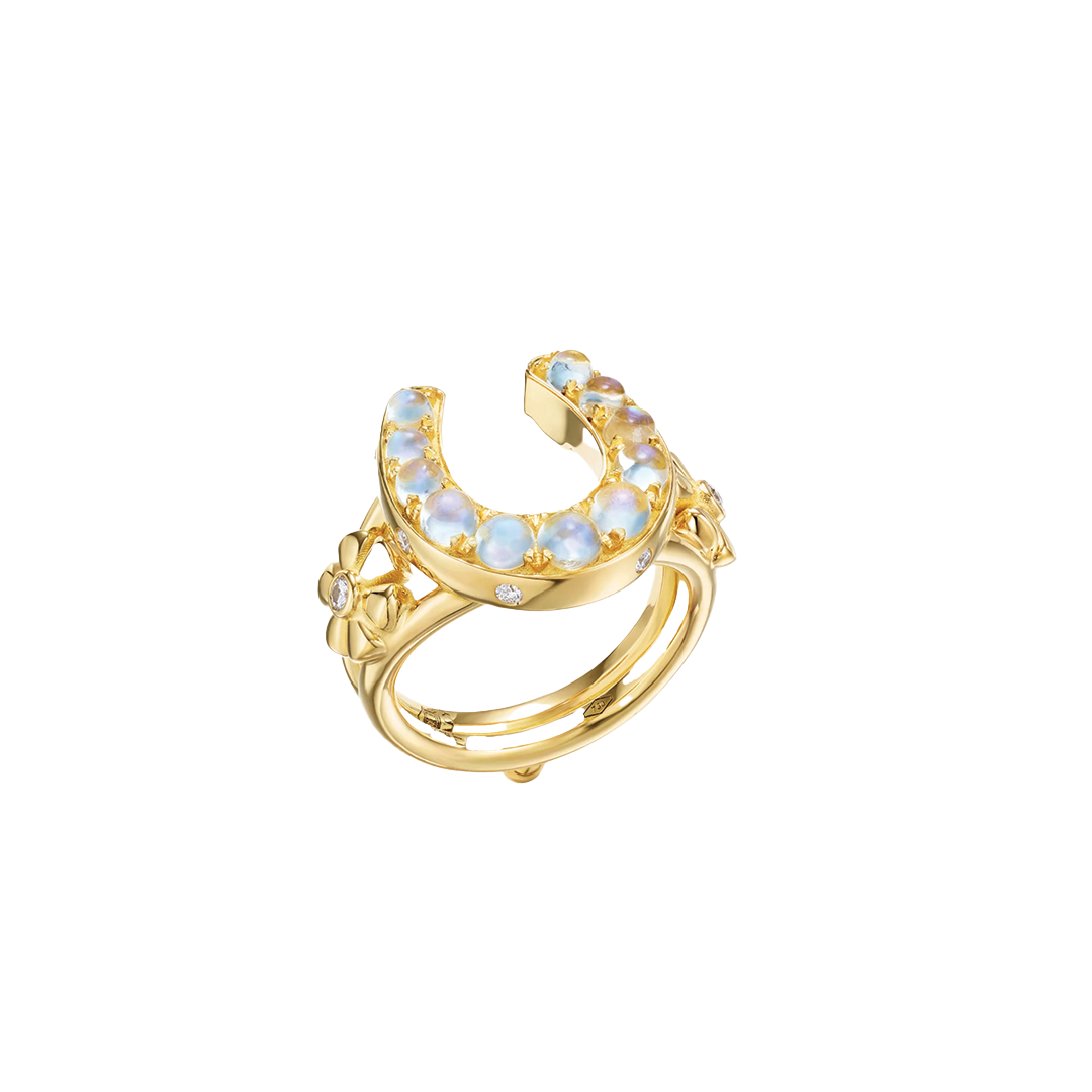 Blue Moon Horseshoe Ring