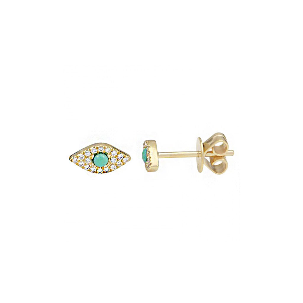 Turquoise & Diamond Evil Eye Studs